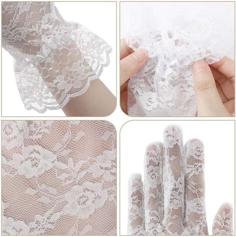 anpiwshjo Lace Gloves for Wedding Tea Party, Evening Gloves for Women - Image 3